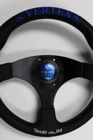 VERTEX Flat Steering Wheel 325mm Leather w/ Blue and White Stitching Save Now