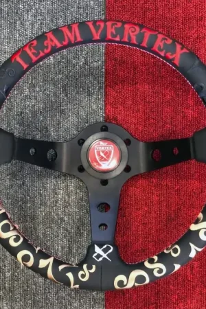 VERTEX Seventy-Eight Steering Wheel 330mm Leather w/ Red, Black and Gold Stitching One Day Deal