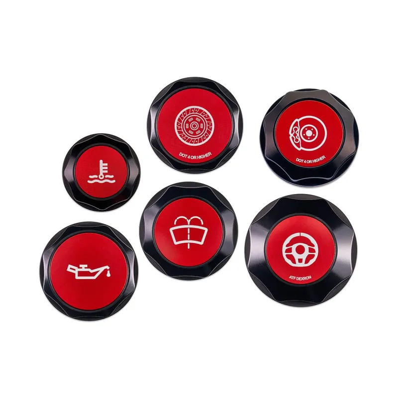 Secure Checkout IAG Performance Revolve Engine Bay Dress Up Cap Kit Black w/ Red Accent 2002-2007 WRX / 2004-2007 STI / 2004-2008 Forester XT