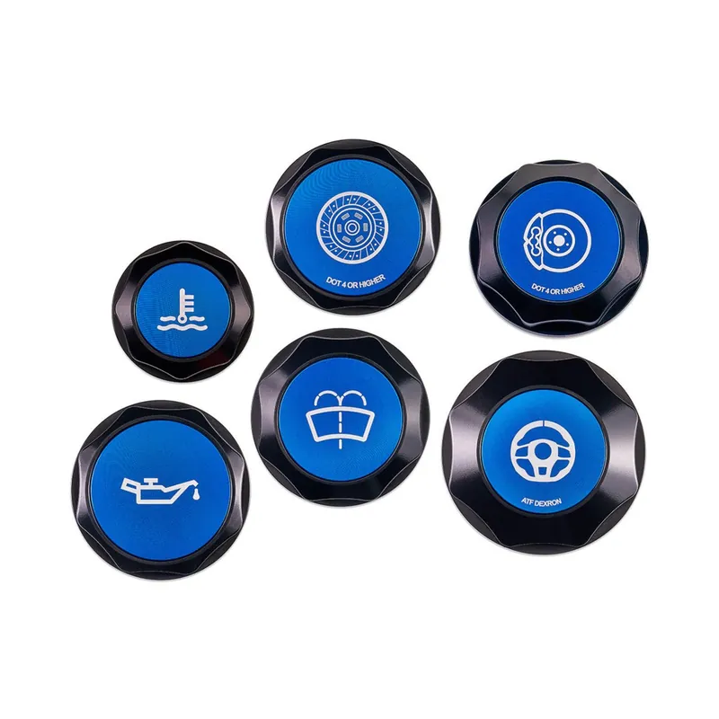 One Day Deal IAG Performance Revolve Engine Bay Dress Up Cap Kit Black w/ Blue Accent 2002-2007 WRX / 2004-2007 STI / 2004-2008 Forester XT