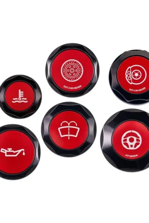 Place Order IAG Performance Revolve Engine Bay Dress Up Cap Kit Black w/ Red Accent 2008-2014 WRX / 2008-2014 STI / 2005-2009 Legacy GT