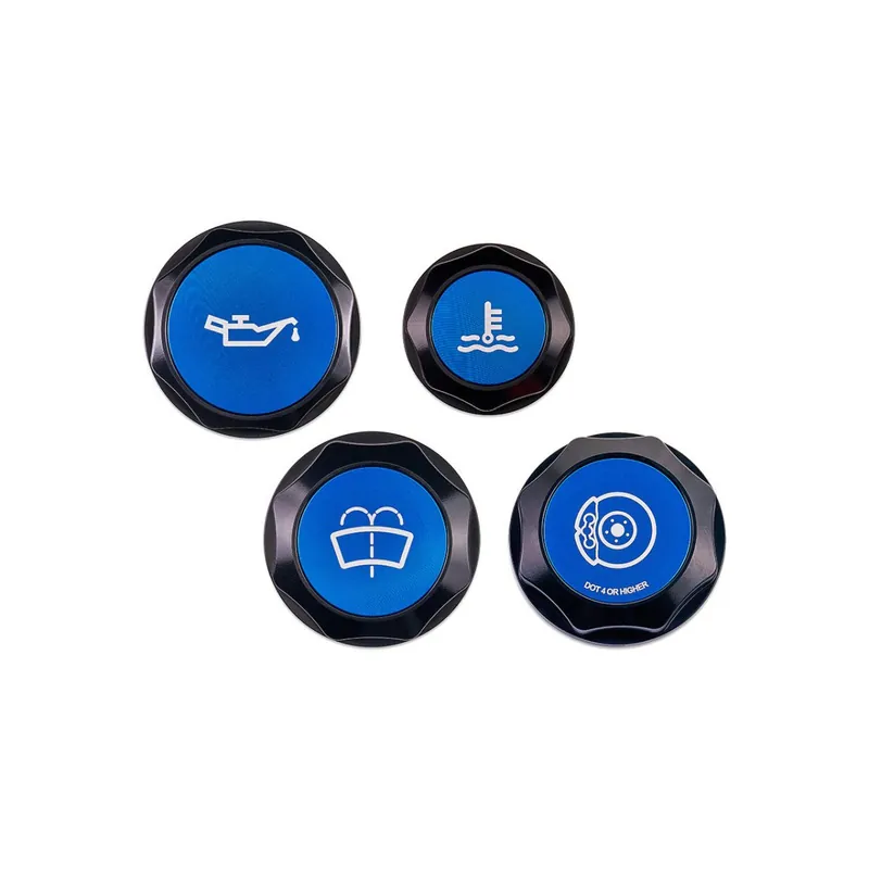 Same Day Shipping IAG Performance Revolve Engine Bay Dress Up Cap Kit Black w/ Blue Accent 2015-2021 WRX