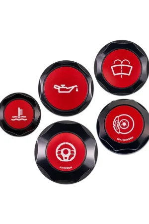 Brand New IAG Performance Revolve Engine Bay Dress Up Cap Kit Black w/ Red Accent 2015-2021 STI