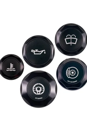 Exclusive Offer IAG Performance Revolve Engine Bay Dress Up Cap Kit Black w/ Black Accent 2015-2021 STI