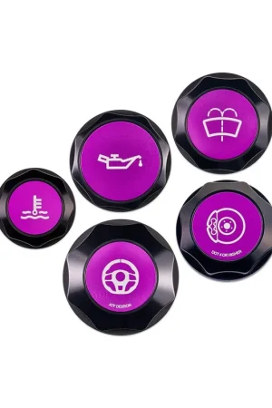 Fast Shipping IAG Performance Revolve Engine Bay Dress Up Cap Kit Black w/ Purple Accent 2015-2021 STI