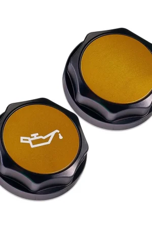 IAG Performance Revolve Engine Oil Cap Black w/ Gold Accent 2002-2024 WRX / 2004-2021 STI / 2013-2024 BRZ / 2005-2009 Legacy GT / 2004-2008 Forester XT Flash Sale