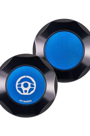 IAG Performance Revolve Power Steering Reservoir Cap Black w/ Blue Accent 2002-2024 WRX / 2004-2021 STI / 2013-2024 BRZ / 2005-2009 Legacy GT / 2004-2008 Forester XT Buy Online