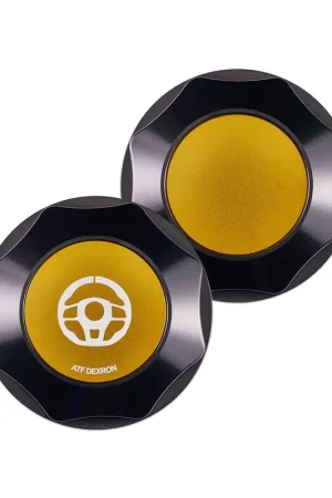 Markdown IAG Performance Revolve Power Steering Reservoir Cap Black w/ Gold Insert 2008-2014 WRX / 2008-2014 STI / 2005-2009 Legacy GT