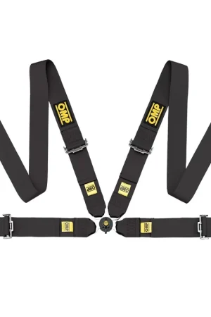 OMP Racing 4 Point Harness 3" Snap In Black Certified