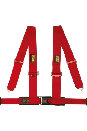 Markdown OMP Racing 4 Point Harness 3"/2" Snap In w/ Push Button Release Red