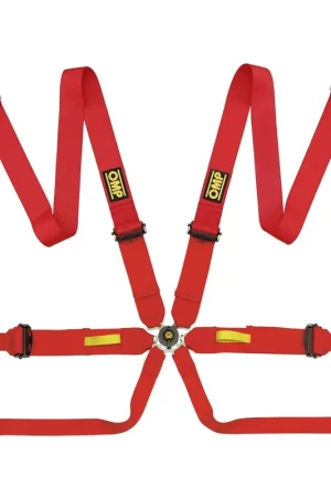 Viral OMP Racing Tecnica 6 Point Harness 3" / 2" Snap In / Carabiner Red