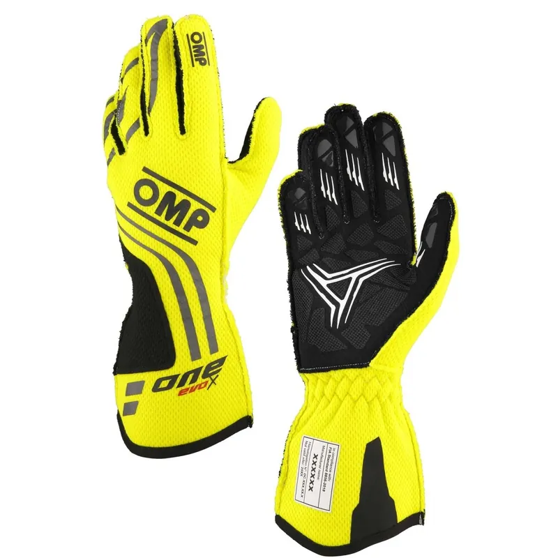 OMP Racing One Evo-X Gloves Fluorescent Yellow Fresh Stock