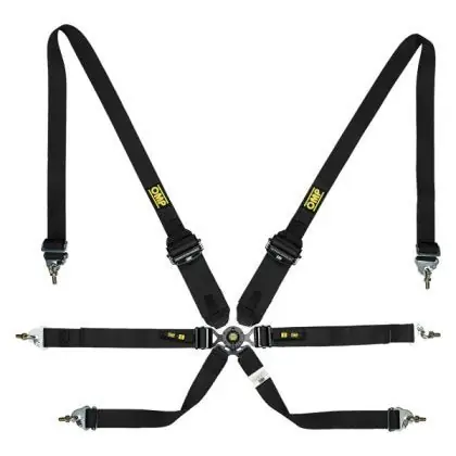 Exclusive OMP Racing Endurance 6 Point Harness 3"/2" Pull Down Snap In Black
