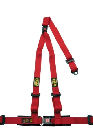 OMP Racing 3 Point Harness 2" Push Button Release Red High Quality
