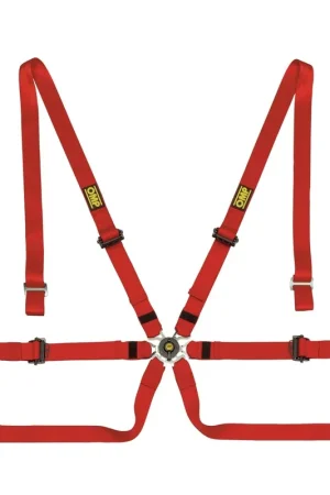 While Supplies Last OMP Racing One 6 Point Harness 2" Pull Down Red