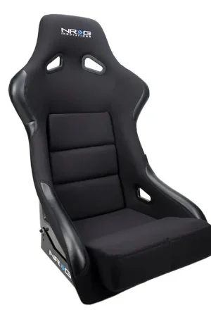 NRG Innovations Fiber Glass Fixed Back Racing Seat Large Black Cloth w/ Leather Patches Limited Edition