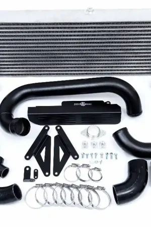 Process West Front Mount Intercooler Kit Black Piping w/ Silver Core 2015-2021 WRX Same Day Shipping