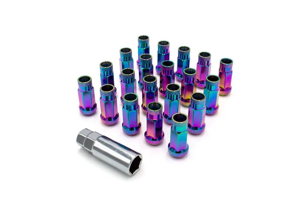 Last Chance ISR Performance 50mm Steel Open Ended Lug Nuts Neochrome 12X1.25 Most Subaru Models