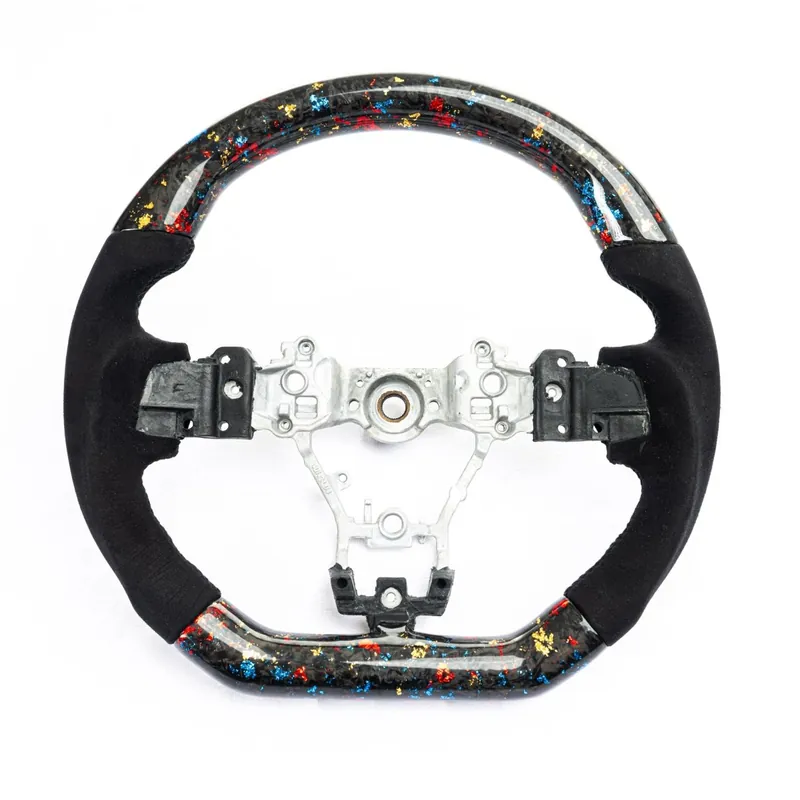 Fresh Stock Molded Innovations Glitter Series Forged Carbon Fiber Steering Wheel w/ Suede Grip, Black Stitching and Tri Color Glitter Carbon 2015-2021 WRX / 2015-2021 STI