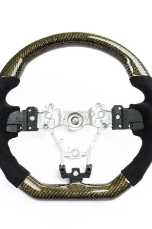 One Day Deal Molded Innovations Glitter Series Carbon Fiber Steering Wheel w/ Suede Grip, Black Stitching and Gold Glitter Carbon 2015-2021 WRX / 2015-2021 STI