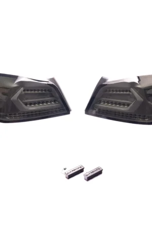 Save Now Molded Innovations EVO+ Style Sequential LED Tail Lights Smoked Lens w/ Silver Base & White Bar 2015-2021 WRX / 2015-2021 STI