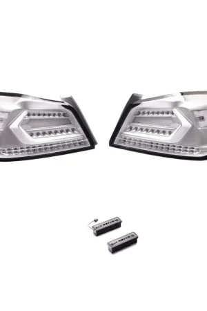 Direct From Manufacturer Molded Innovations EVO+ Style Sequential LED Tail Lights Clear Lens w/ Silver Base & White Bar 2015-2021 WRX / 2015-2021 STI