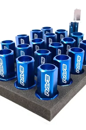 Volk Racing Dura-Nut L32 Straight Type M12X1.5 Lock and Nut Set Blue Direct From Manufacturer