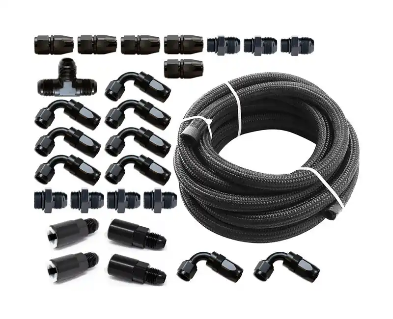 Wholesale Torque Solution Braided Fuel Line & Fitting Kit For Use w/ Top Feed Fuel Rails, -6 Aeromotive FPR and Flex Fuel