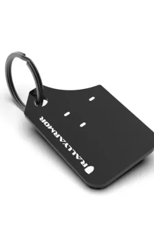 Rally Armor Mini UR Mudflap Keychain Black w/ White Logo Bulk Order