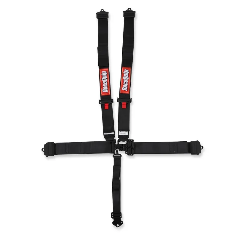 Racequip Latch and Link 5 Point Harness Set Black w/ 3 Inch Lap and Shoulder Belts and 2 Inch Sub Belt Special Offer