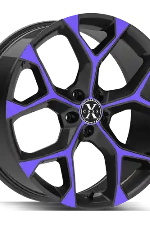 Xcess 5 Flake 5x114.3 20x8.5 +35 Gloss Black Purple Machined Professional Grade