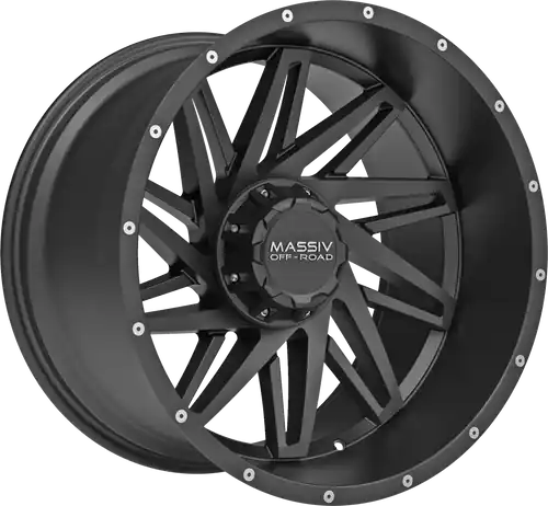 Crafted MASSIV OFF-ROAD OR3 6X135/6X139.7 20x10 -18 SATIN BLACK W/ MILLED RIVETS