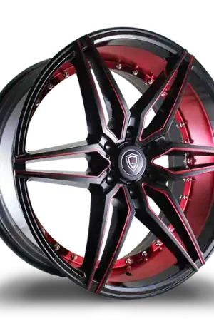 MARQUEE WHEELS M3259B 6x139.7 22x9.5+25 BLACK / RED MILLING Top Rated