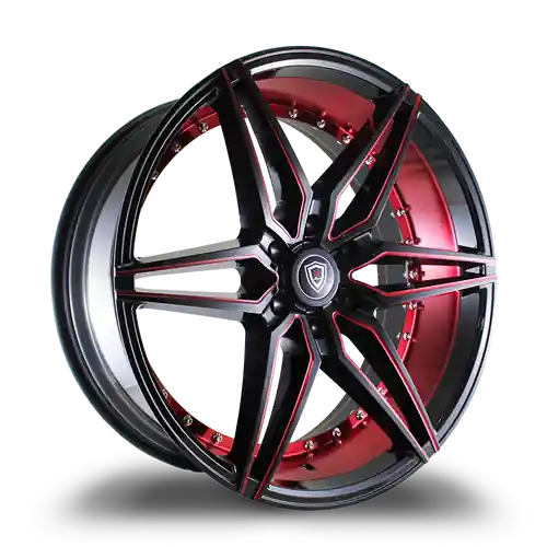 MARQUEE WHEELS M3259B 6x139.7 22x9.5+25 BLACK / RED MILLING Top Rated