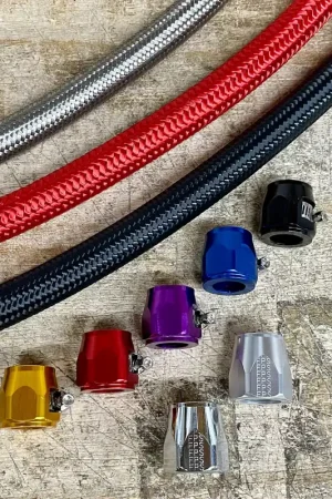 Stainless Steel Braided Oil Catch Can Line Kit; Purple Fitting Free Returns