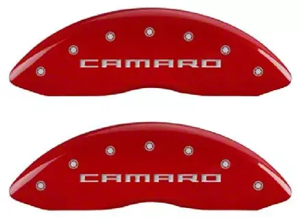 MGP Brake Caliper Covers with Camaro and RS Logo; Red; Front and Rear Grab Now