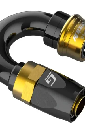 GReddy AN10 180 DEGREE ORB MALE BLACK/GOLD ANODIZED — PMD Premier Motoring Development Original