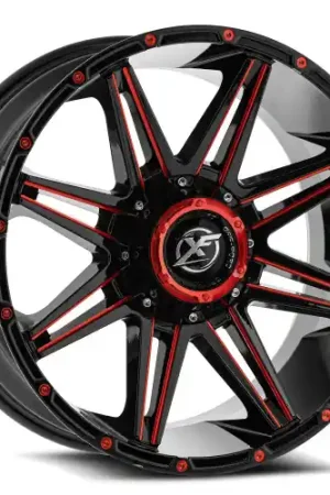 XF Off-Road XF-220 5x114.3/5x127 22x10 -24 Gloss Black & Red Milled Limited Offer
