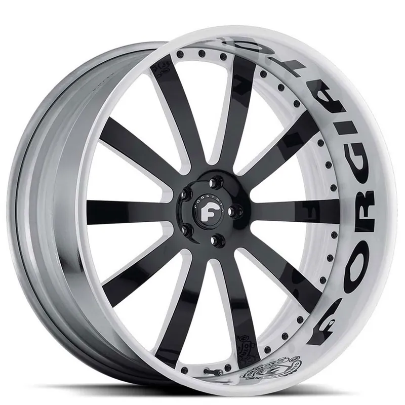 Warranty Included 20" Forgiato Wheels Concavo Custom 2 Tone with Black Lettering on White Lip Forged Rims