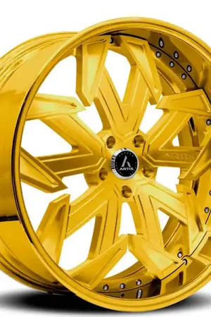 24" Artis Forged Wheels Lafayette Brushed Gold Face with Gold over Chrome Lip Rims Direct From Manufacturer