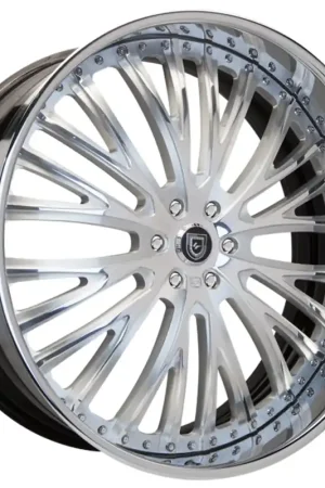 24" Lexani Forged Wheels LF-713 Brushed Silver with Chrome Lip Rims Wholesale