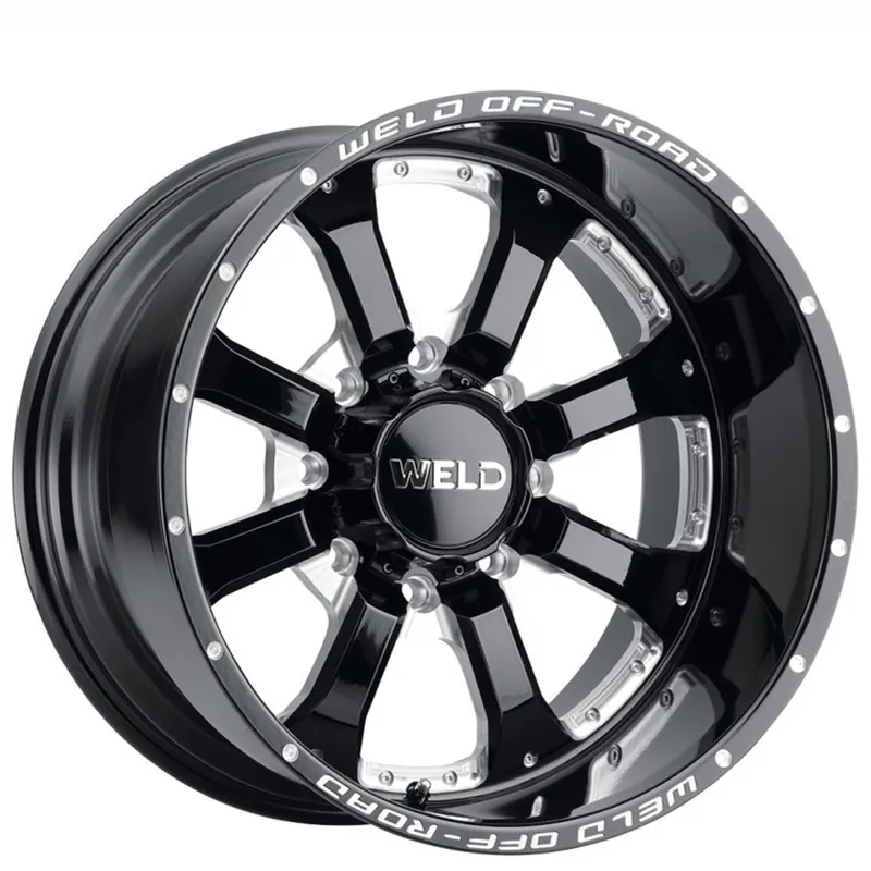 Free Returns 20" Weld Off-Road Wheels Granada Eight W125 Gloss Black Milled Rotary Forged Rims