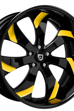 Best Seller 19" Lexani Forged Wheels LF-721 Gloss Black with Yellow Accents Rims