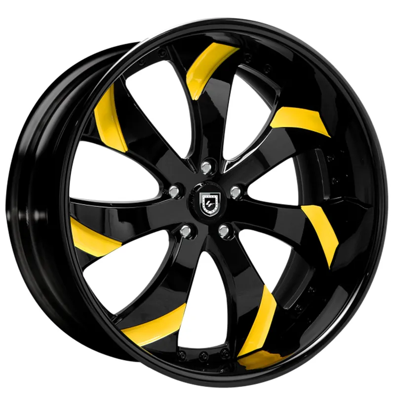 Best Seller 19" Lexani Forged Wheels LF-721 Gloss Black with Yellow Accents Rims