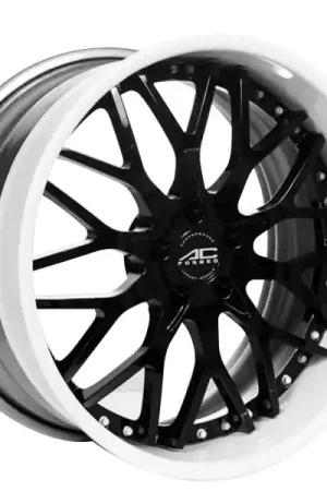 Limited Offer 22" AC Forged Wheels ACF701 Black Face with White Lip Three Piece Rims