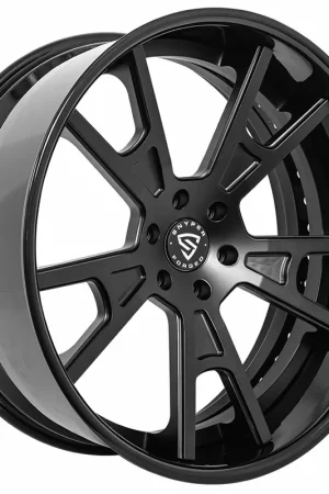 22" Snyper Forged Wheels Valkyre Satin Black Face with Gloss Black Lip Rims Next Day Delivery