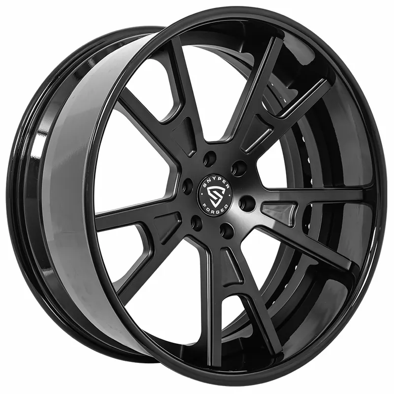 22" Snyper Forged Wheels Valkyre Satin Black Face with Gloss Black Lip Rims Next Day Delivery