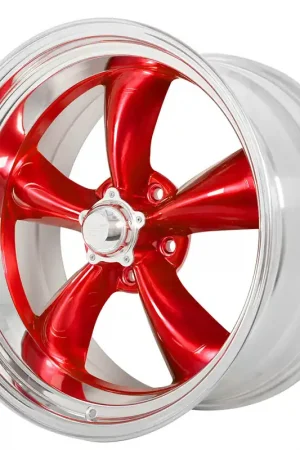 14" American Racing Wheels Vintage VN515 Classic Torq Thrust II Custom Red Face with Polished Rims One Day Deal