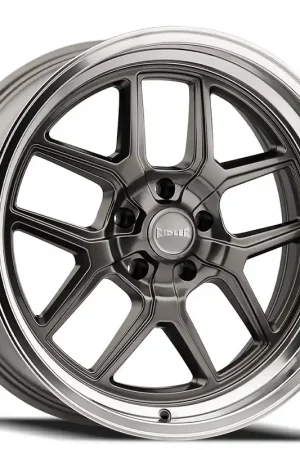 17" Ridler Wheels 610 Gloss Grey with Polished Lip Rims Same Day Shipping