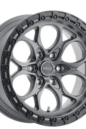 Wholesale 18" Weld Off-Road Wheels Ledge 6 W107 Satin Gunmetal with Satin Black Ring Rotary Forged Rims